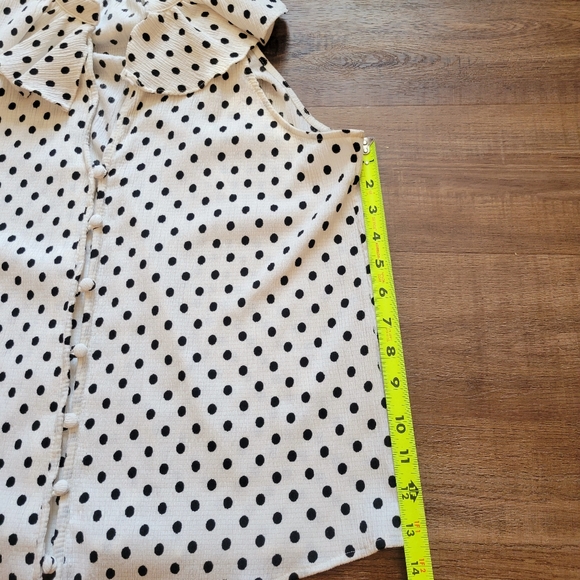 Anthropologie Ruffle Polka Dot Button Up Tank Top Blouse - Picture 13 of 15